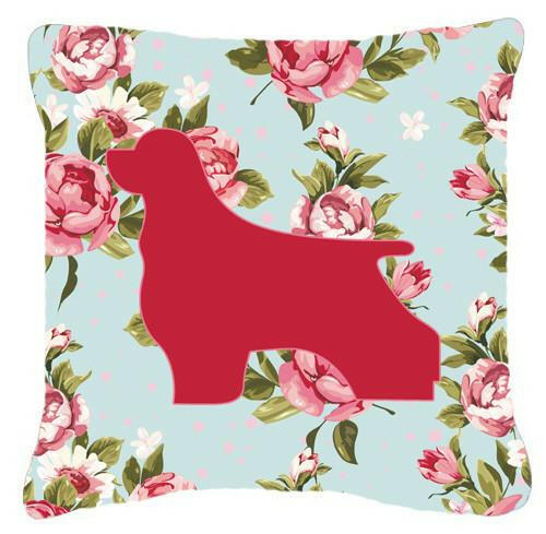 Cocker Spaniel Shabby Chic Blue Roses   Canvas Fabric Decorative Pillow BB1075 - the-store.com