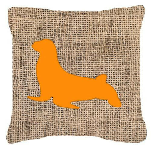 Seal Burlap and Orange   Canvas Fabric Decorative Pillow BB1027 - the-store.com