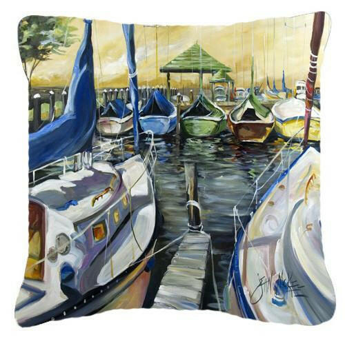 Seven Boats Sailboats Canvas Fabric Decorative Pillow JMK1231PW1414 by Caroline&#39;s Treasures