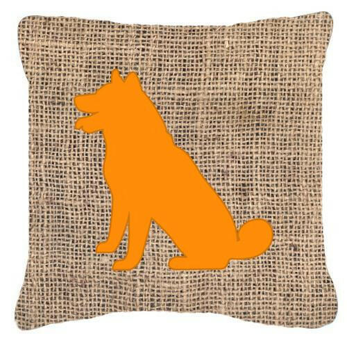 Shiba Inu Burlap and Orange   Canvas Fabric Decorative Pillow BB1113 - the-store.com