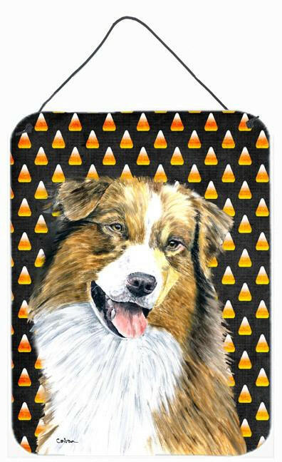 Australian Shepherd Candy Corn Halloween Portrait Wall or Door Hanging Prints by Caroline&#39;s Treasures