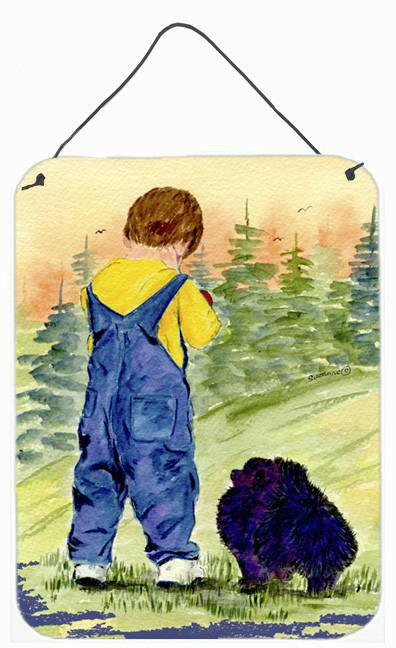 Little Boy with his  Pomeranian Aluminium Metal Wall or Door Hanging Prints by Caroline&#39;s Treasures