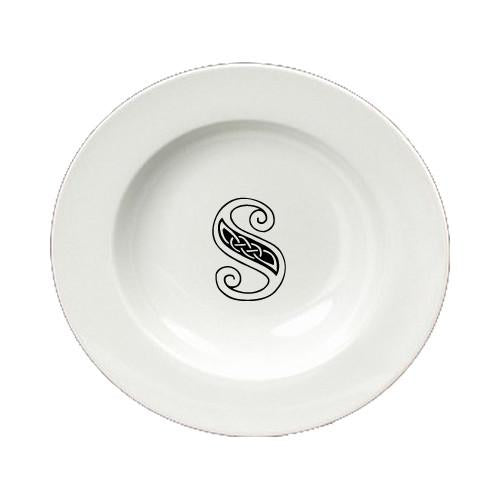 Letter S Initial Monogram Celtic Round Ceramic White Soup Bowl CJ1059-S-SBW-825 by Caroline&#39;s Treasures