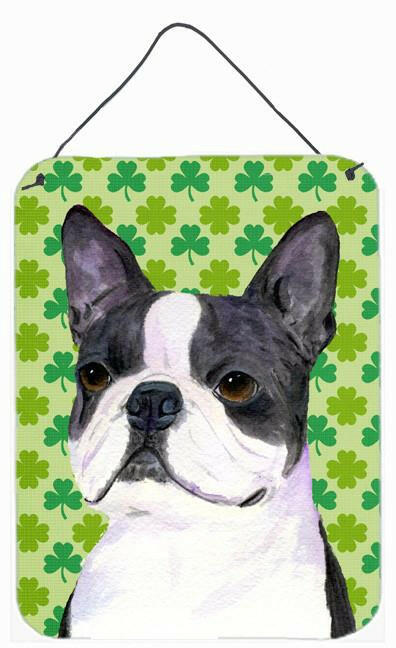 Boston Terrier St. Patrick&#39;s Day Shamrock Portrait Wall or Door Hanging Prints by Caroline&#39;s Treasures