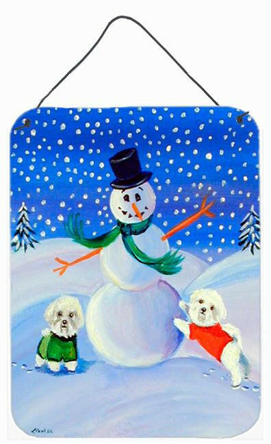 Snowman with a  Bichon Frise Aluminium Metal Wall or Door Hanging Prints by Caroline's Treasures