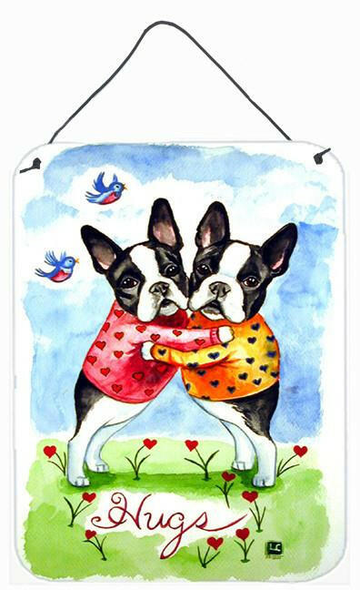 Hugs Boston Terrier Aluminium Metal Wall or Door Hanging Prints by Caroline&#39;s Treasures