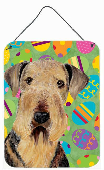 Airedale Easter Eggtravaganza Aluminium Metal Wall or Door Hanging Prints by Caroline's Treasures