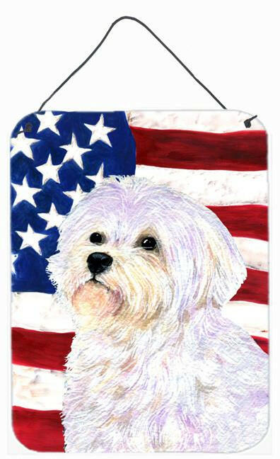 USA American Flag with Maltese Aluminium Metal Wall or Door Hanging Prints by Caroline's Treasures