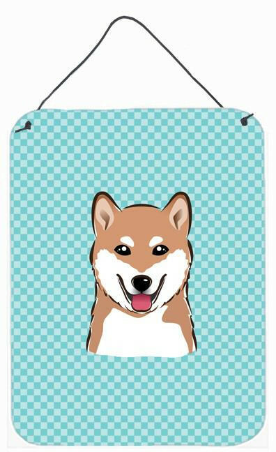 Checkerboard Blue Shiba Inu Wall or Door Hanging Prints BB1163DS1216 by Caroline's Treasures