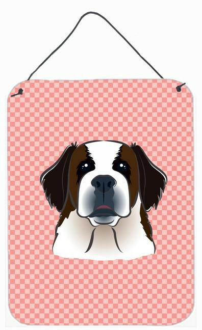 Checkerboard Pink Saint Bernard Wall or Door Hanging Prints BB1246DS1216 by Caroline's Treasures