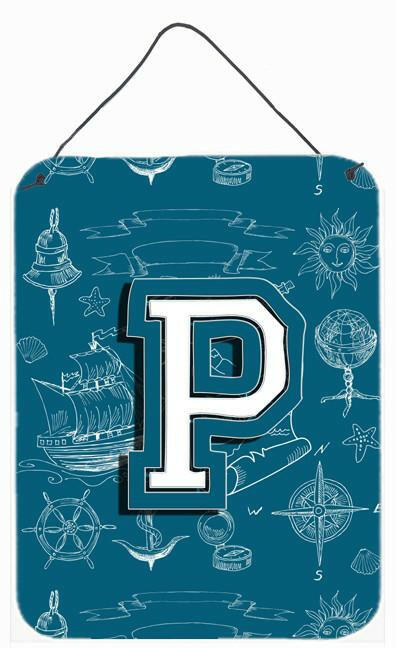 Letter P Sea Doodles Initial Alphabet Wall or Door Hanging Prints CJ2014-PDS1216 by Caroline's Treasures