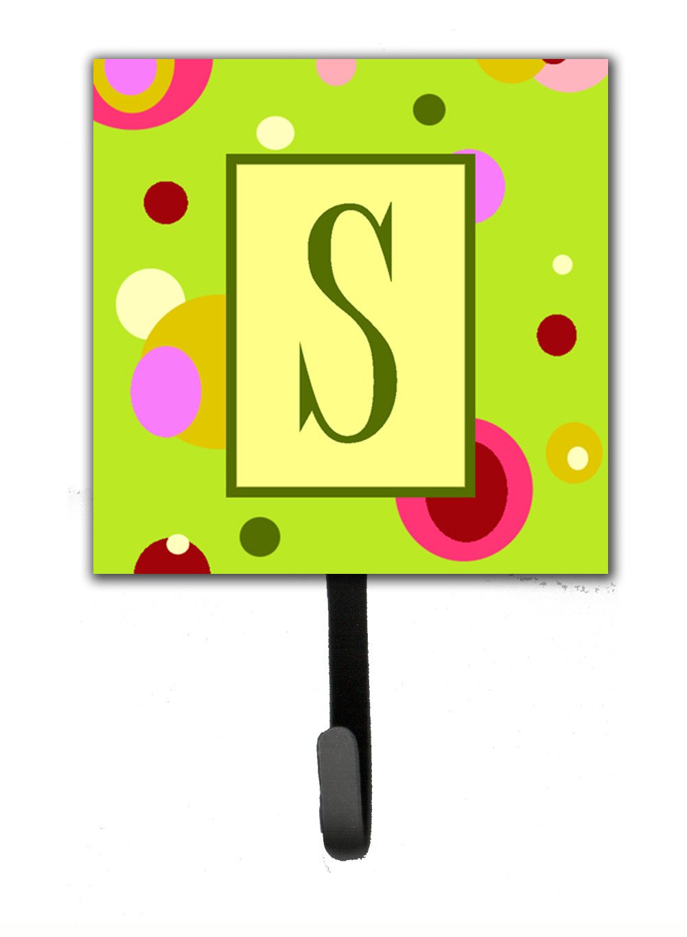 Letter S Initial Monogram - Green Leash Holder or Key Hook by Caroline's Treasures