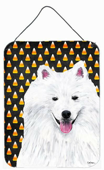 American Eskimo Candy Corn Halloween Portrait Wall or Door Hanging Prints by Caroline&#39;s Treasures