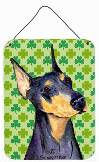 Doberman St. Patrick's Day Shamrock Portrait Wall or Door Hanging Prints by Caroline's Treasures