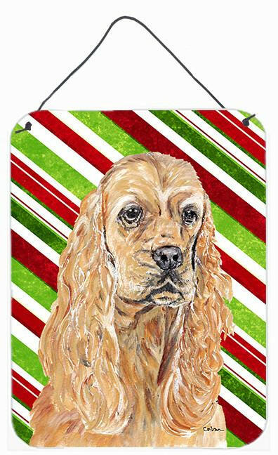 Cocker Spaniel Candy Cane Christmas Aluminium Metal Wall or Door Hanging Prints by Caroline's Treasures