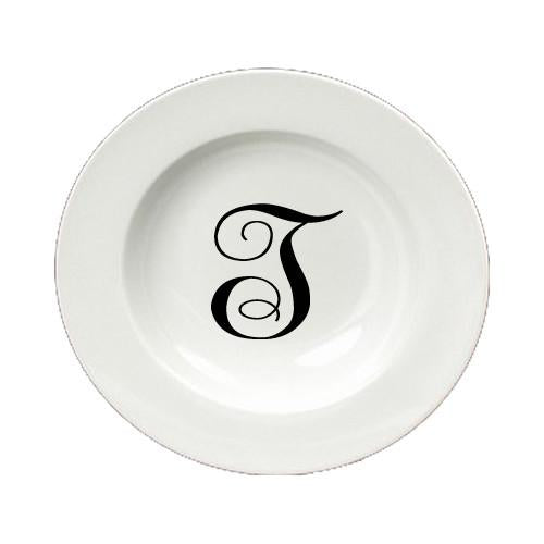 Letter T Initial Monogram Script Round Ceramic White Soup Bowl CJ1057-T-SBW-825 by Caroline's Treasures