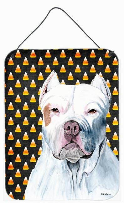 Pit Bull Candy Corn Halloween Portrait Wall or Door Hanging Prints by Caroline&#39;s Treasures