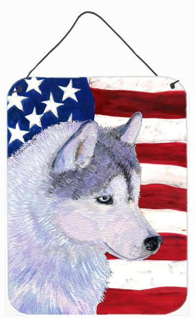 USA American Flag with Siberian Husky Wall or Door Hanging Prints by Caroline's Treasures