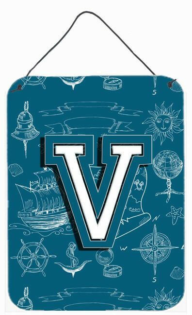 Letter V Sea Doodles Initial Alphabet Wall or Door Hanging Prints CJ2014-VDS1216 by Caroline's Treasures