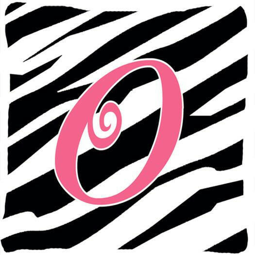 Monogram Initial O Zebra Stripe and Pink Decorative Canvas Fabric Pillow CJ1037 - the-store.com