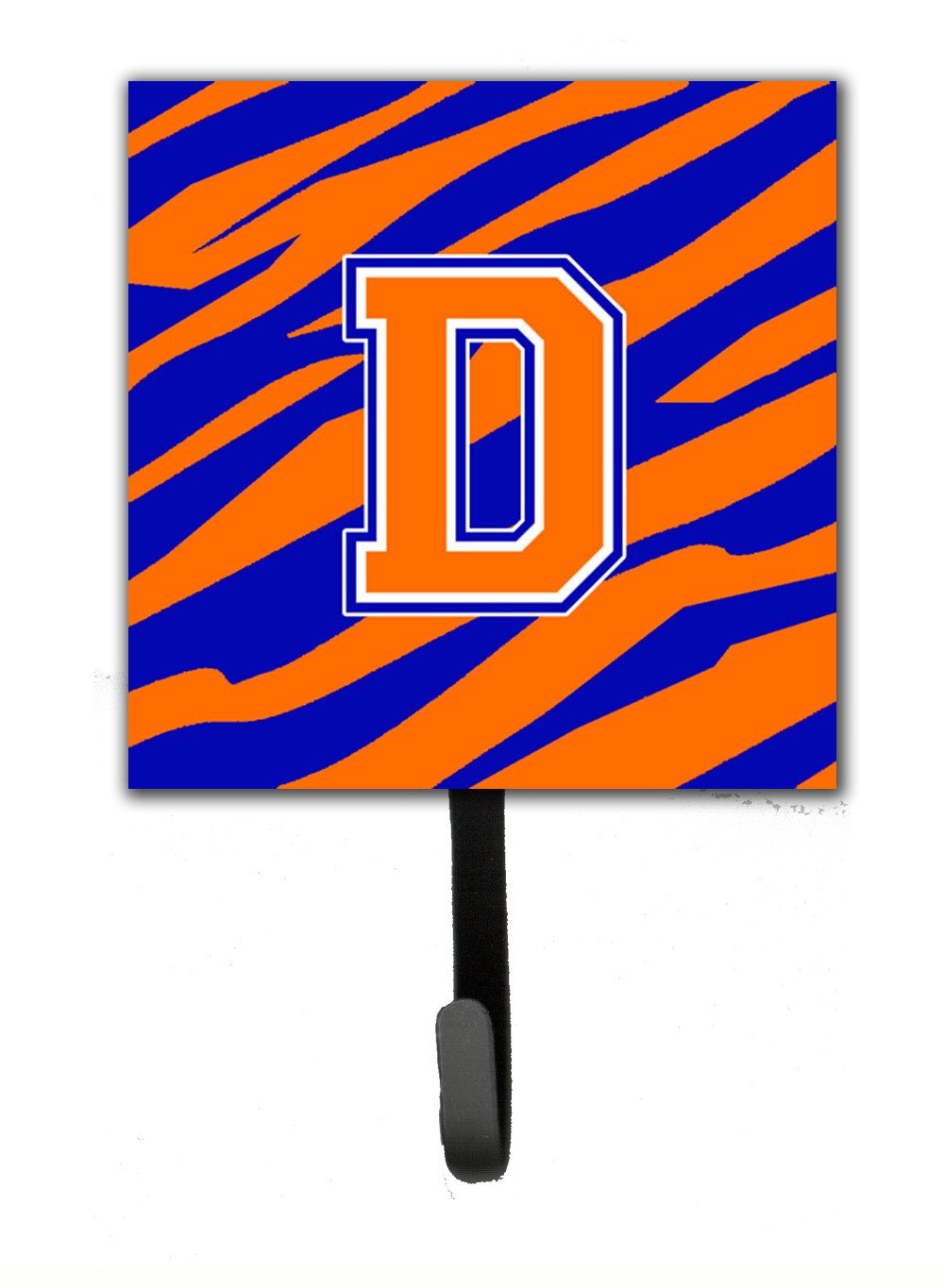 Letter D Initial Monogram - Tiger Stripe - Blue Orange Leash Holder or Key Hook by Caroline's Treasures