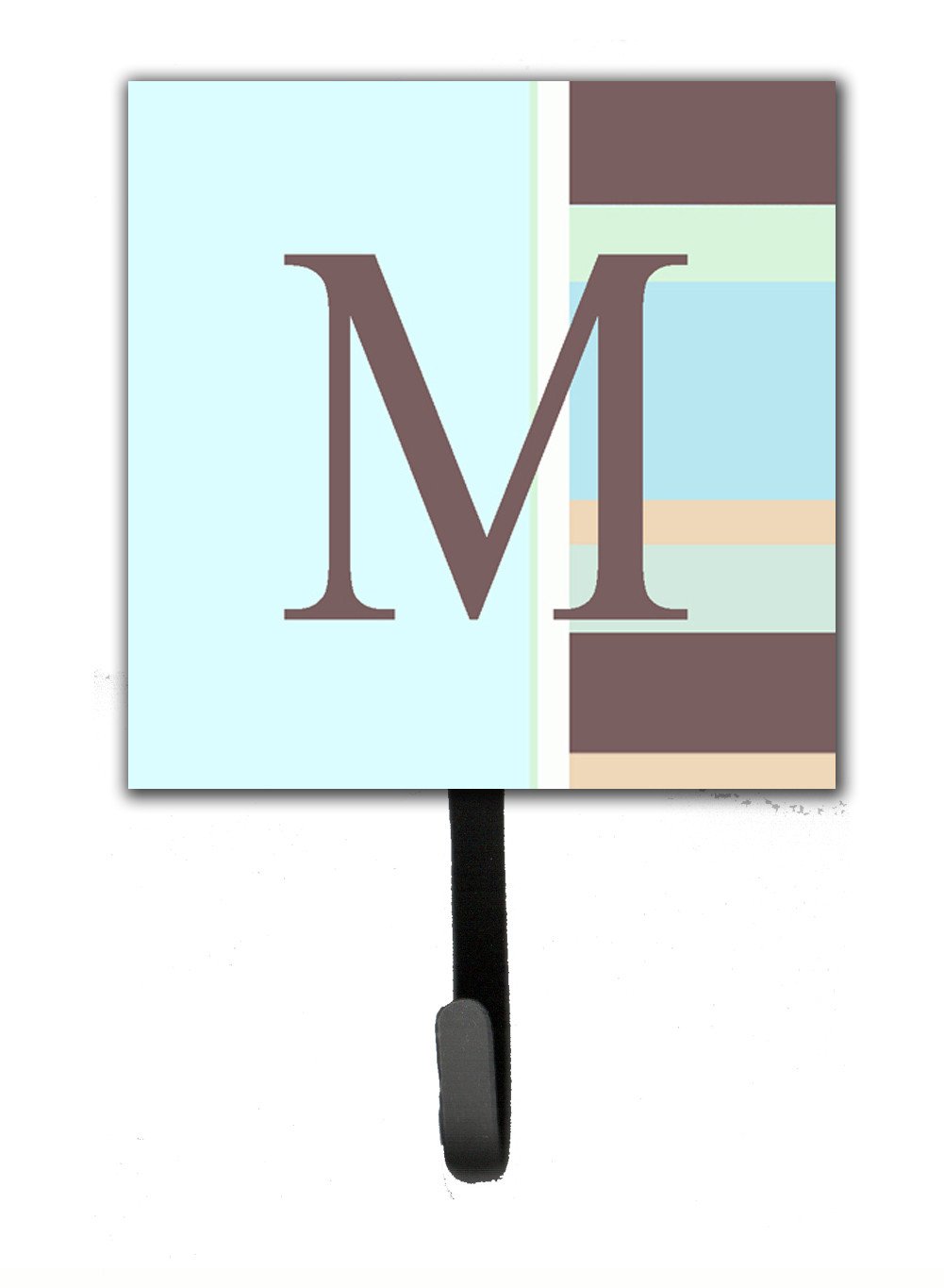 Letter M Initial Monogram - Blue Stripes Leash Holder or Key Hook by Caroline's Treasures