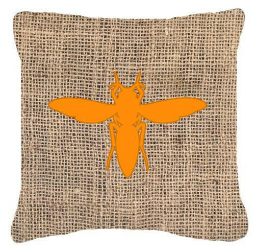 Yellow Jacket Burlap and Orange   Canvas Fabric Decorative Pillow BB1053 - the-store.com