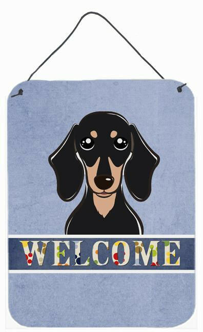 Smooth Black and Tan Dachshund Welcome Wall or Door Hanging Prints BB1401DS1216 by Caroline&#39;s Treasures