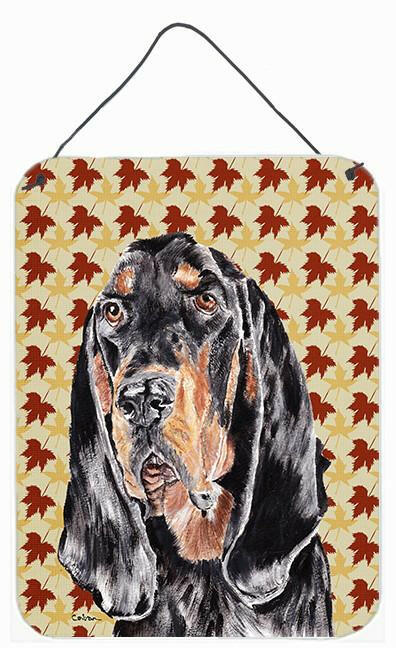 Coonhound Fall Leaves Aluminium Metal Wall or Door Hanging Prints by Caroline's Treasures