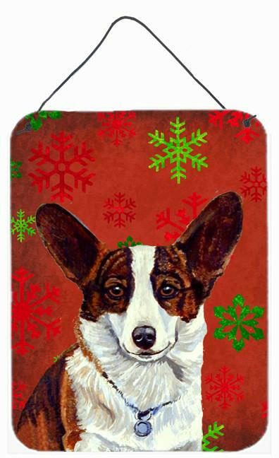 Corgi Red and Green Snowflakes Holiday Christmas Wall or Door Hanging Prints by Caroline's Treasures