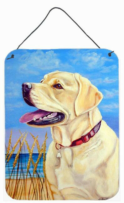 Yellow Labrador at the beach Aluminium Metal Wall or Door Hanging Prints by Caroline&#39;s Treasures