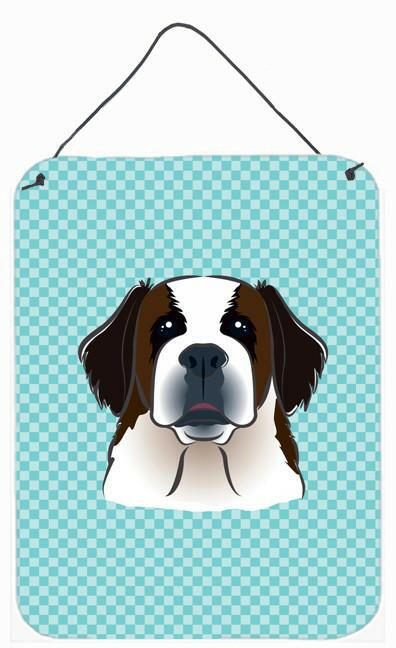 Checkerboard Blue Saint Bernard Wall or Door Hanging Prints BB1184DS1216 by Caroline's Treasures