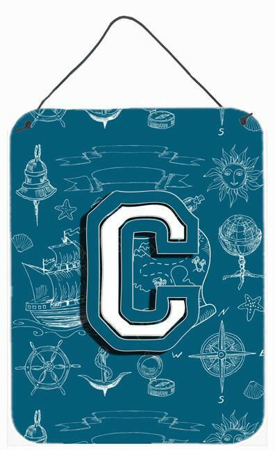 Letter C Sea Doodles Initial Alphabet Wall or Door Hanging Prints CJ2014-CDS1216 by Caroline's Treasures