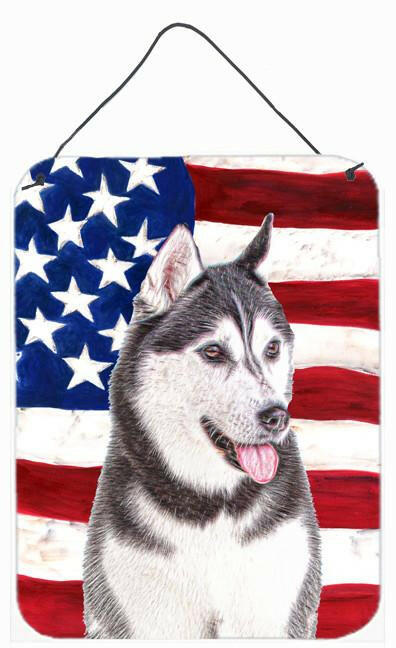 USA American Flag with Alaskan Malamute Wall or Door Hanging Prints KJ1154DS1216 by Caroline&#39;s Treasures