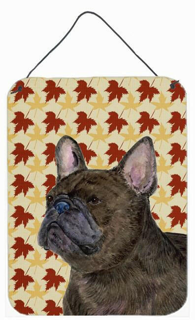 French Bulldog Fall Leaves Portrait Aluminium Metal Wall or Door Hanging Prints by Caroline&#39;s Treasures