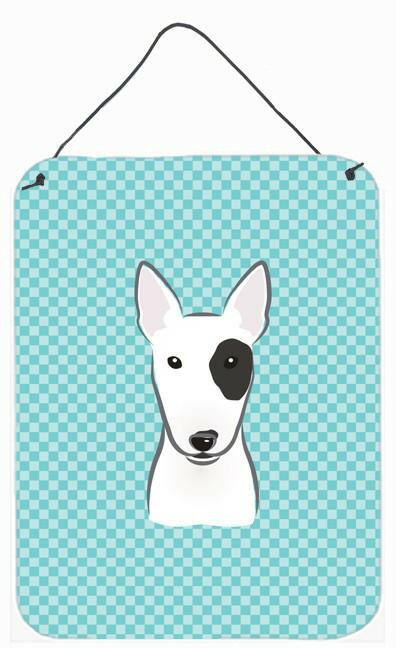 Checkerboard Blue Bull Terrier Wall or Door Hanging Prints BB1147DS1216 by Caroline's Treasures