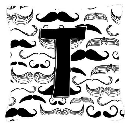 Letter T Moustache Initial Canvas Fabric Decorative Pillow CJ2009-TPW1414 by Caroline's Treasures