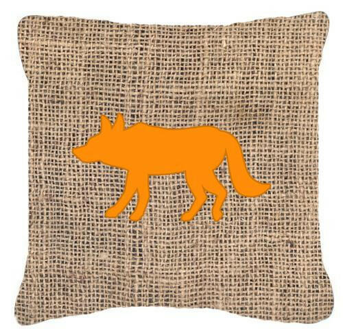 Wolf Burlap and Orange   Canvas Fabric Decorative Pillow BB1123 - the-store.com