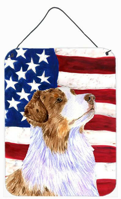 USA American Flag with Australian Shepherd Wall or Door Hanging Prints by Caroline&#39;s Treasures