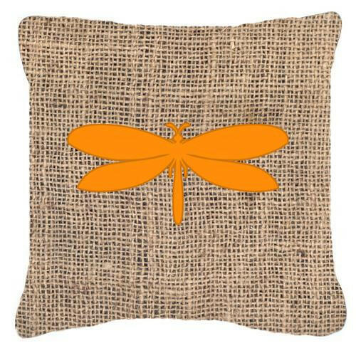 Moth Burlap and Orange   Canvas Fabric Decorative Pillow BB1061 - the-store.com