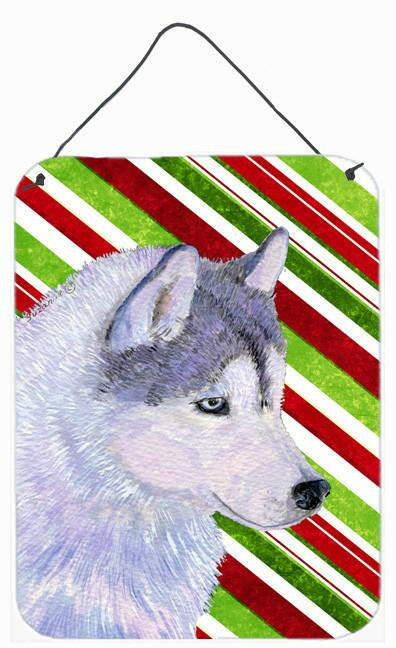 Siberian Husky Candy Cane Holiday Christmas Metal Wall or Door Hanging Prints by Caroline's Treasures