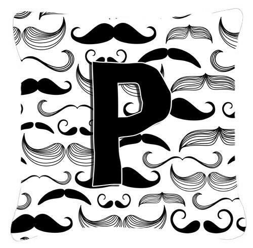 Letter P Moustache Initial Canvas Fabric Decorative Pillow CJ2009-PPW1414 by Caroline's Treasures