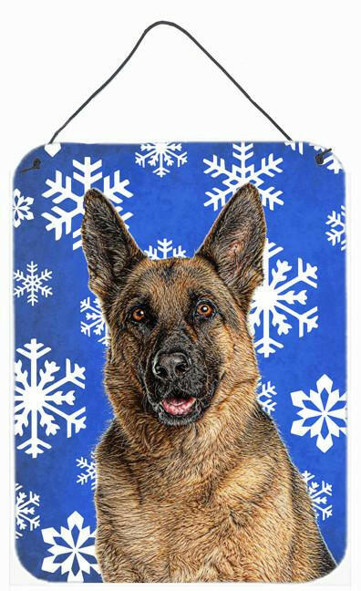 Winter Snowflakes Holiday German Shepherd Wall or Door Hanging Prints KJ1180DS1216 by Caroline's Treasures