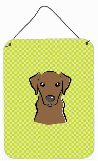 Checkerboard Lime Green Chocolate Labrador Wall or Door Hanging Prints by Caroline's Treasures