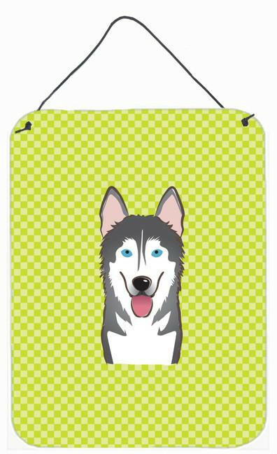 Checkerboard Lime Green Alaskan Malamute Wall or Door Hanging Prints by Caroline's Treasures