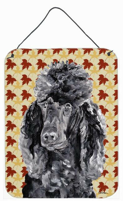 Black Standard Poodle Fall Leaves Wall or Door Hanging Prints SC9674DS1216 by Caroline's Treasures