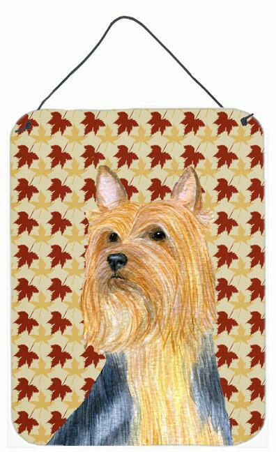 Silky Terrier Fall Leaves Portrait Aluminium Metal Wall or Door Hanging Prints by Caroline's Treasures