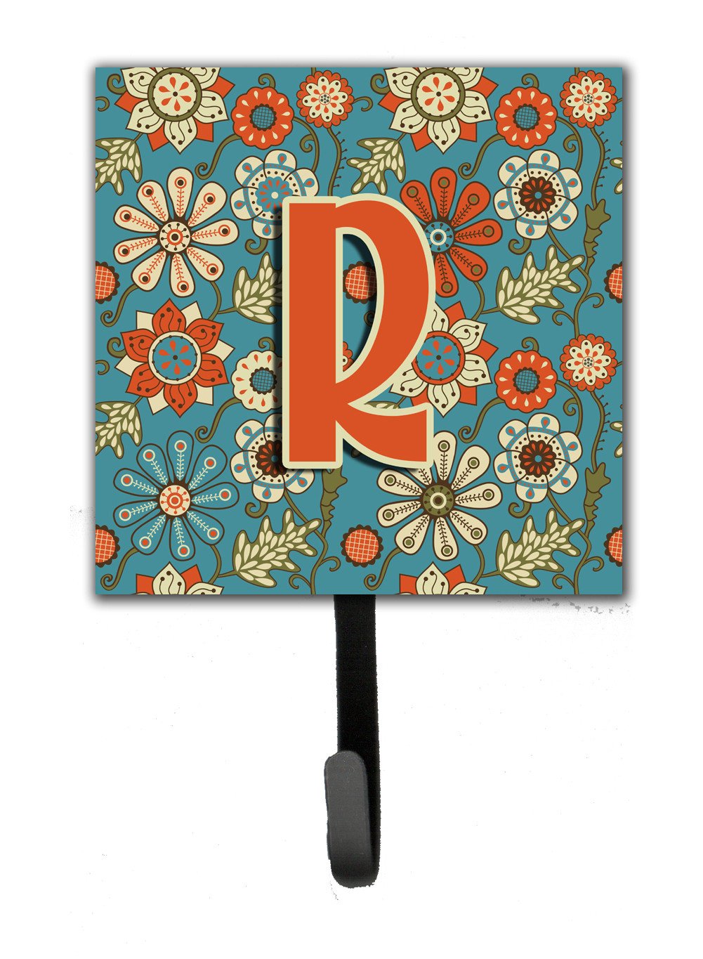 Letter R Flowers Retro Blue Leash or Key Holder CJ2012-RSH4 by Caroline's Treasures