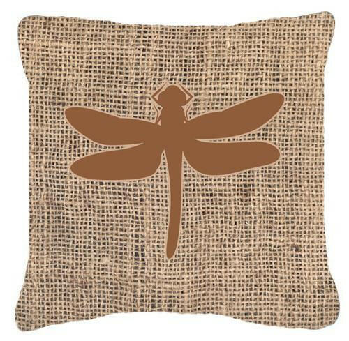 Dragonfly Burlap and Brown   Canvas Fabric Decorative Pillow BB1062 - the-store.com