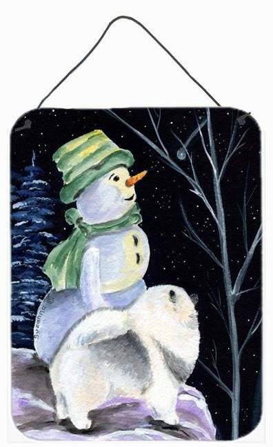 Snowman with Keeshond Aluminium Metal Wall or Door Hanging Prints by Caroline's Treasures